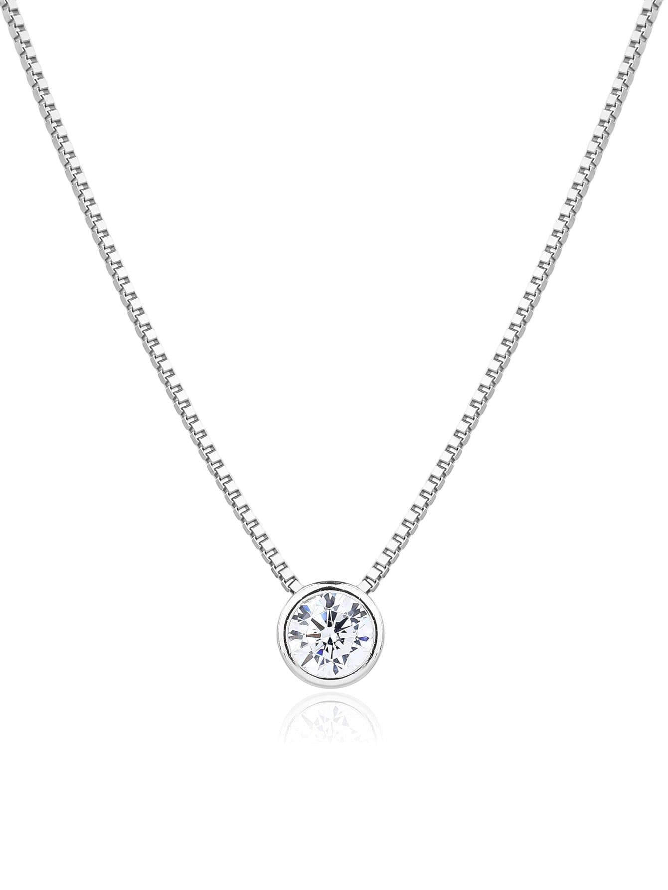 Zăvor rotund colier cu pietre de zirconiu cubic, argint AG 925 cu acoperire de rodiu (45+4 cm) 1
