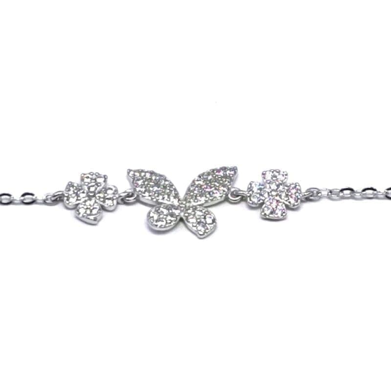 Brățară din argint piatră albă fluture cu mic floare 1