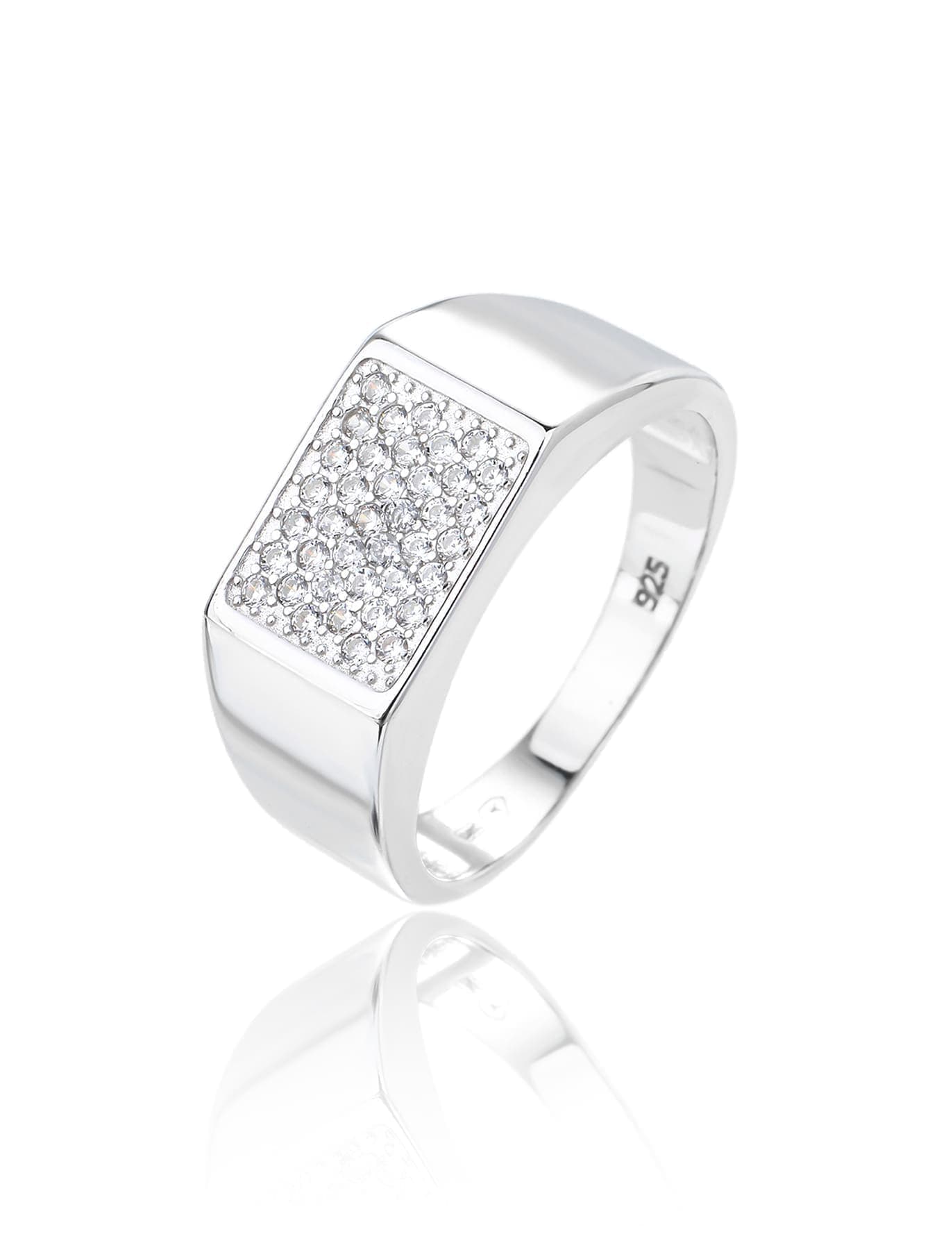 Argint bărbătesc's inel cu alb pietre de zirconiu cubic 1
