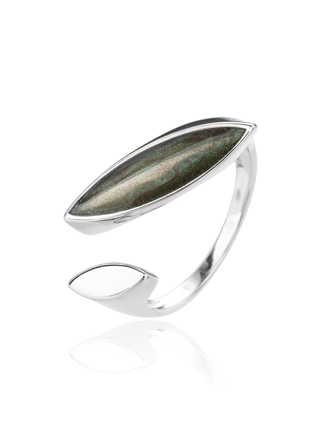 Inel din argint cu verde iridescent decorațiune 1