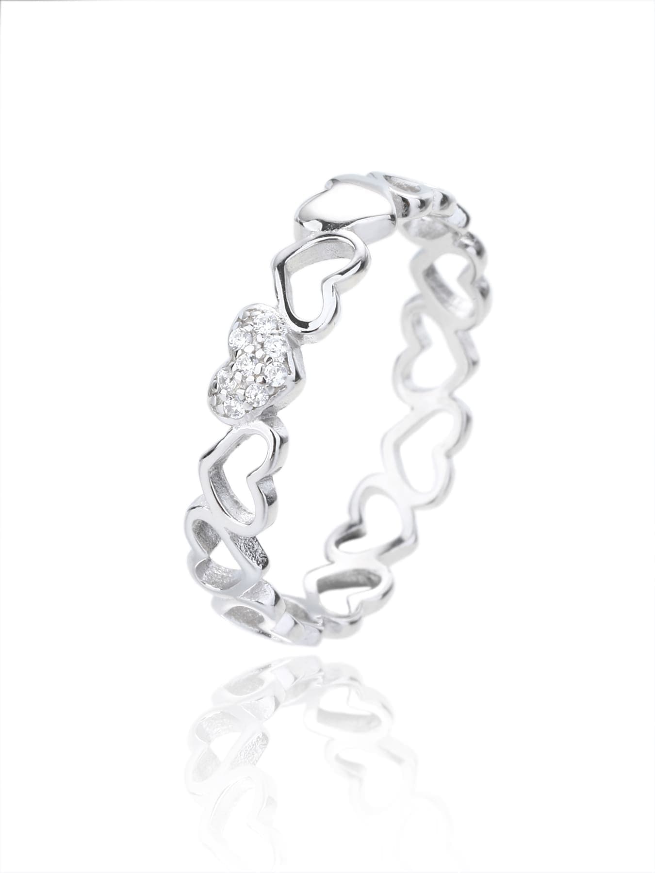 Inel din argint motiv inimă cu zirconiu cubic decorațiune 1