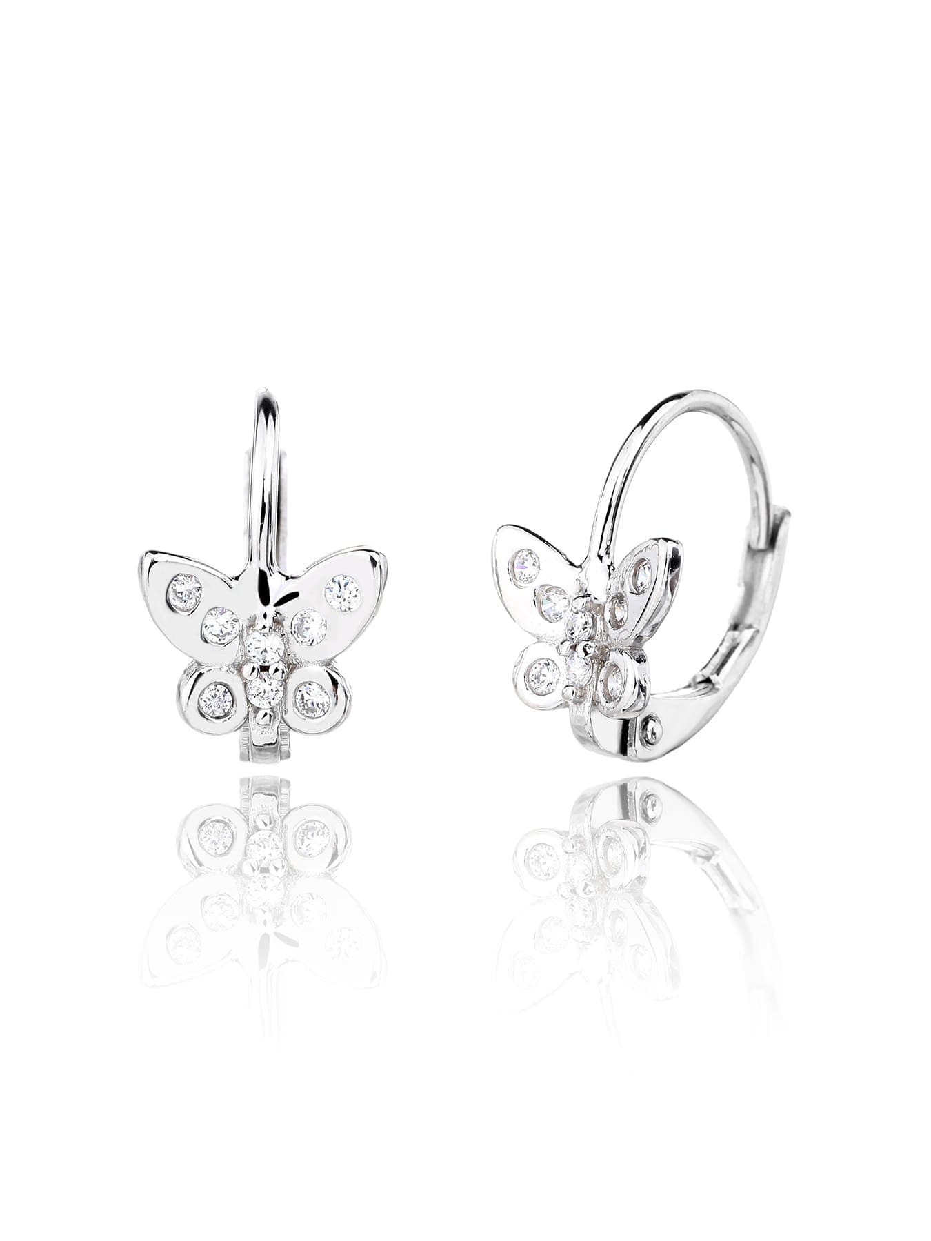 Cercei din argint fluture cu pietre de zirconiu cubic 1