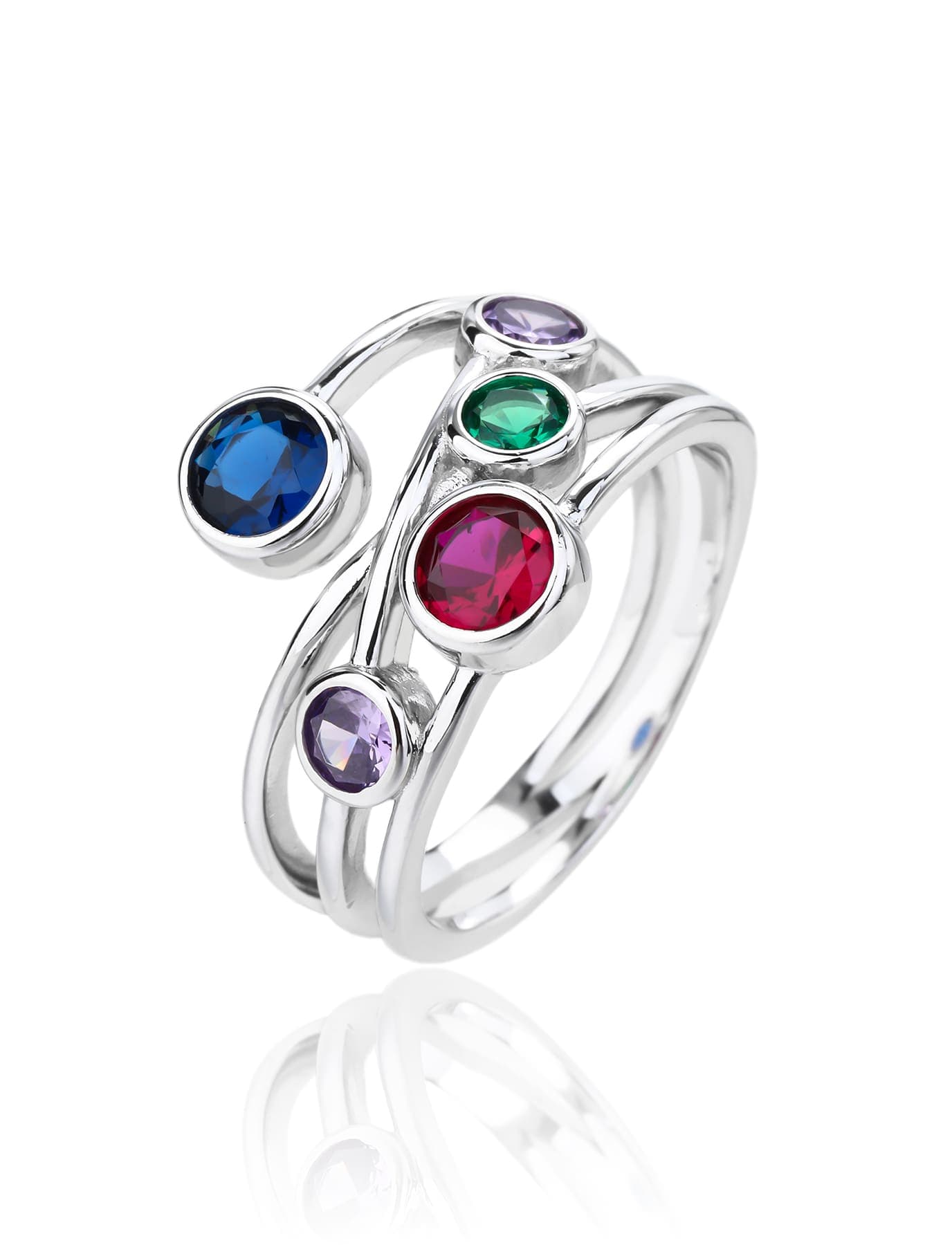 Inel din argint design cu colorat pietre de zirconiu cubic 1