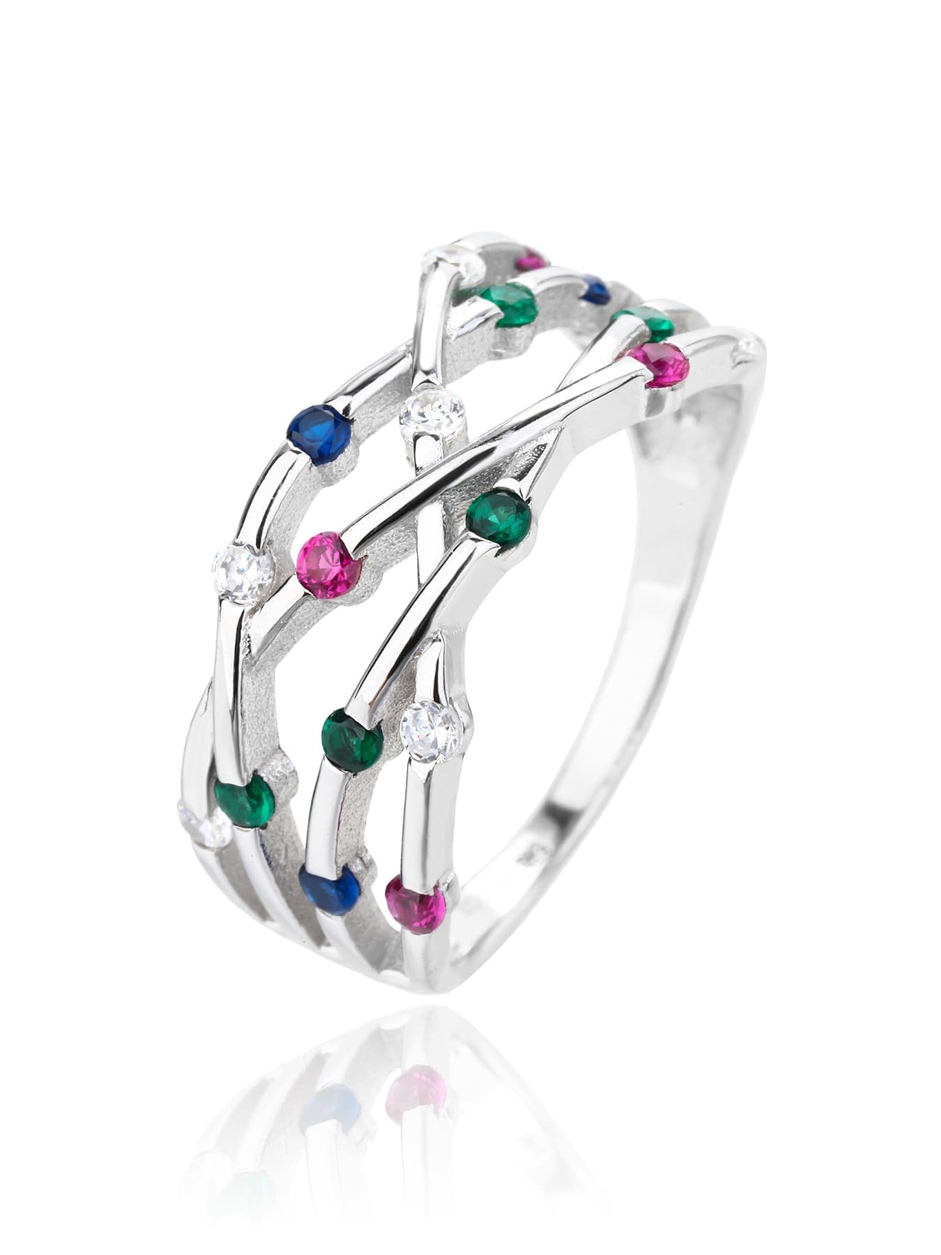 Inel din argint cu multicolor pietre de zirconiu cubic 1
