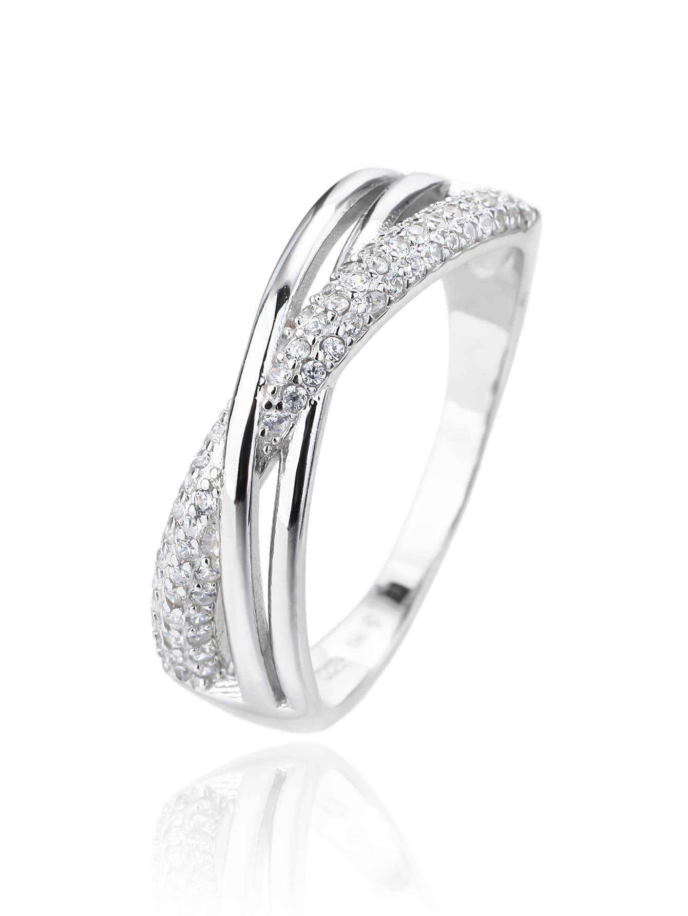 Inel din argint micro set design cu alb pietre de zirconiu cubic 1