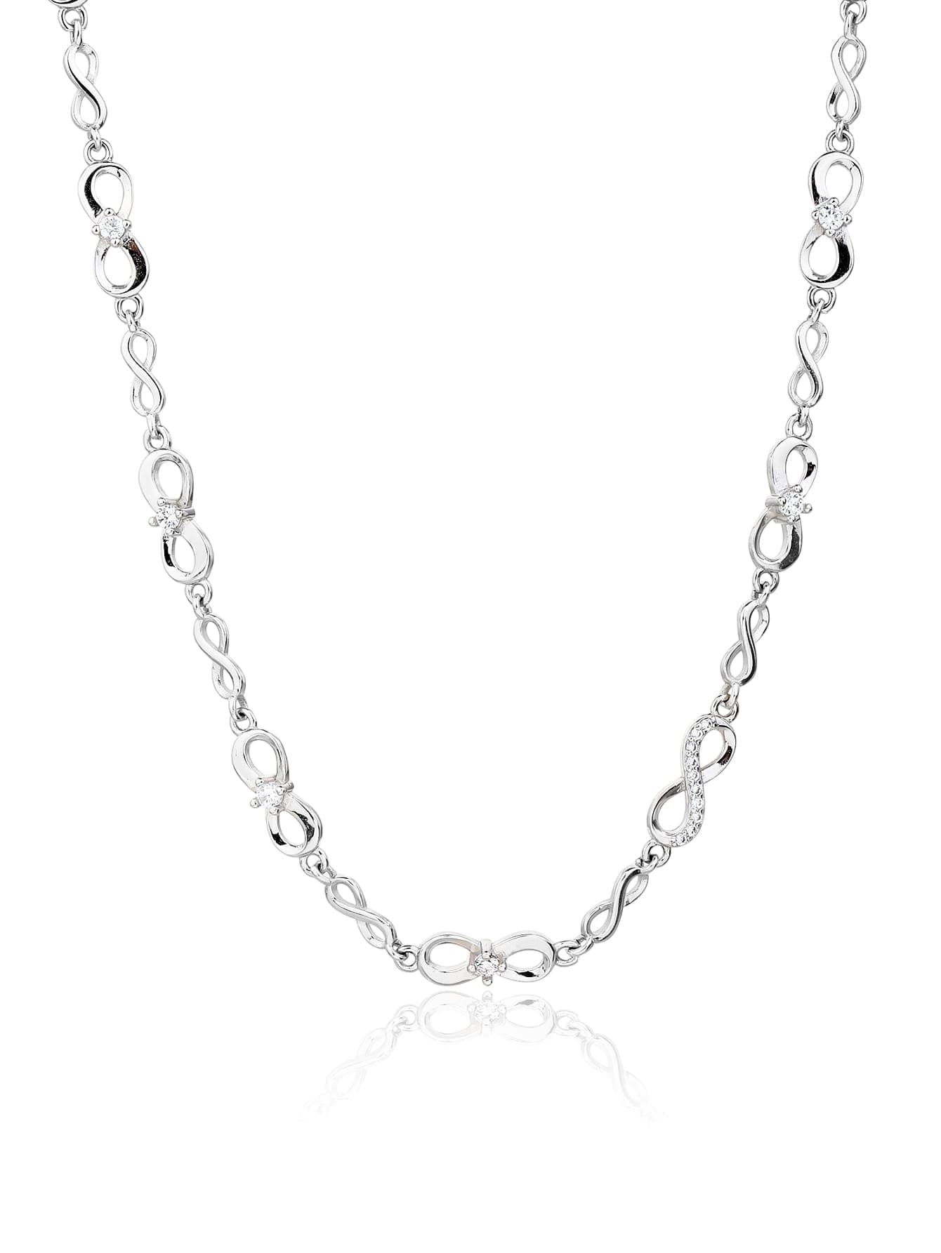Colier din argint simbolul infinitului cu pietre de zirconiu (44+4 cm) 1
