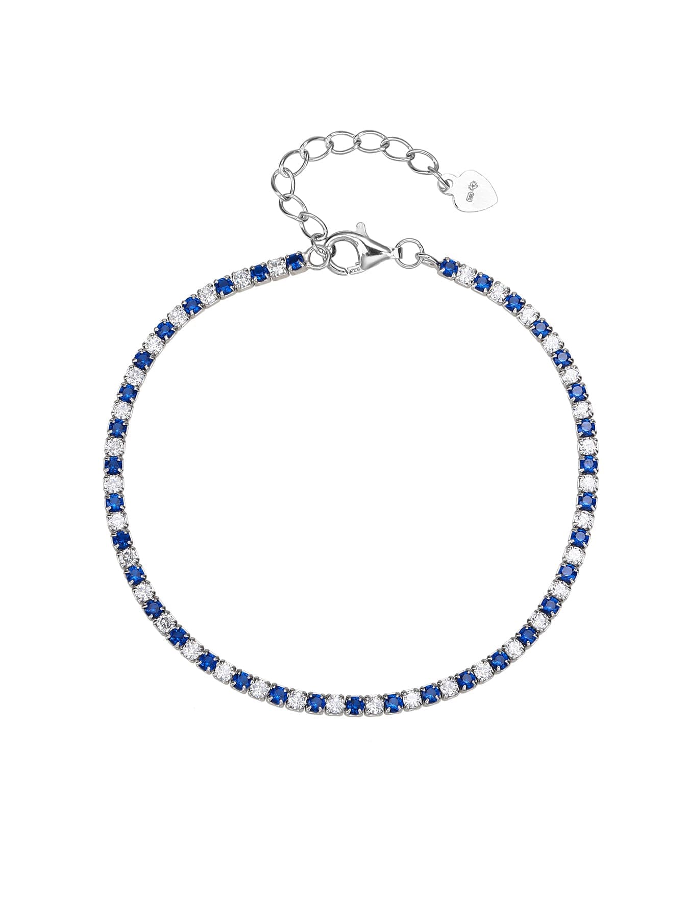 Albastru și piatră albă de zirconiu brățară tennis - 16+4 cm 1