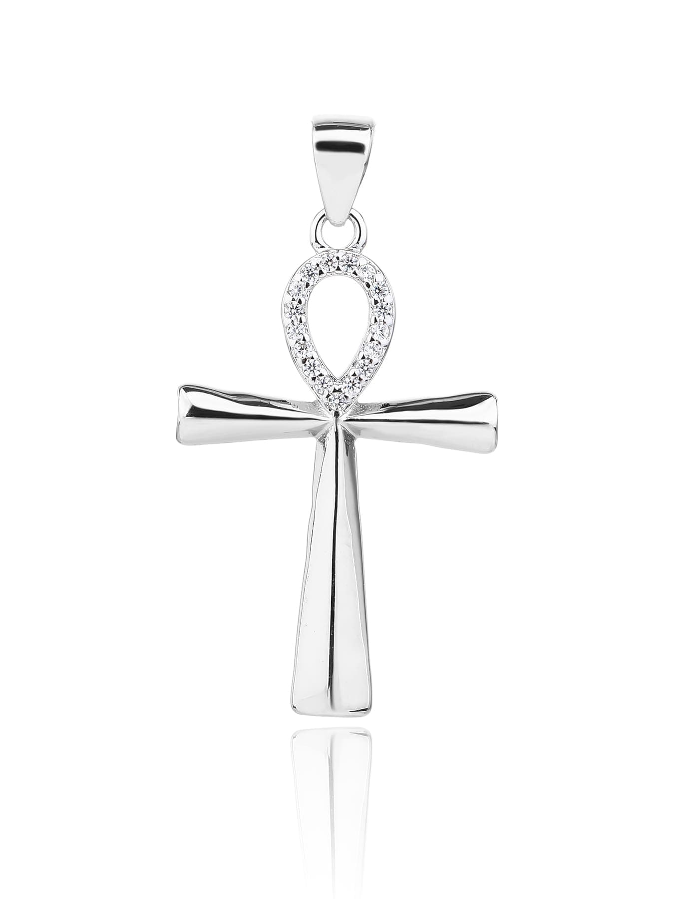 Cu acoperire de rodiu zirconiu cubic ankh cruce pandantiv 1