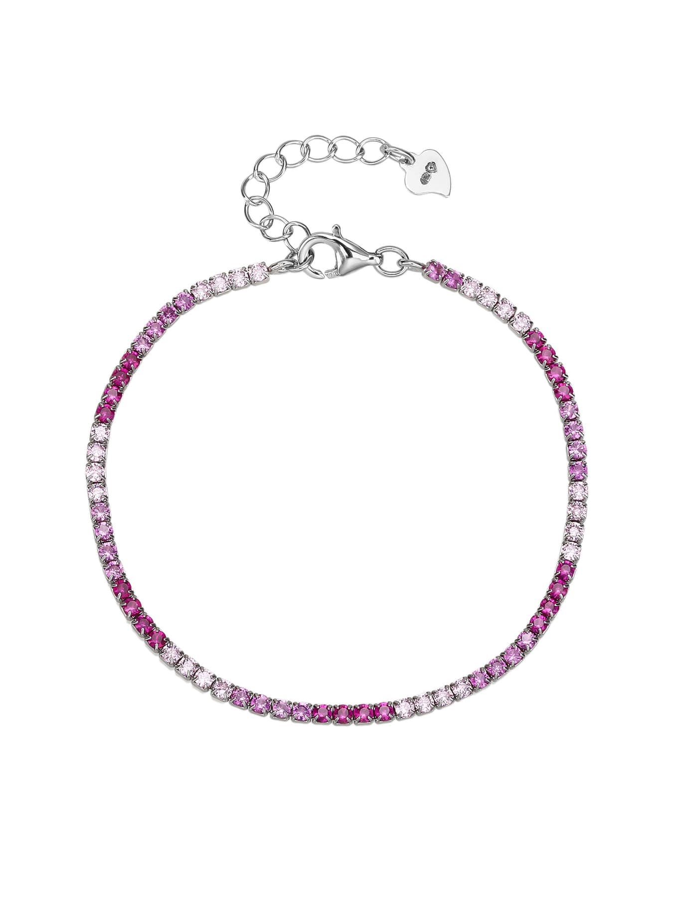 Roz și piatră albă de zirconiu brățară tennis - 16+4 cm 1