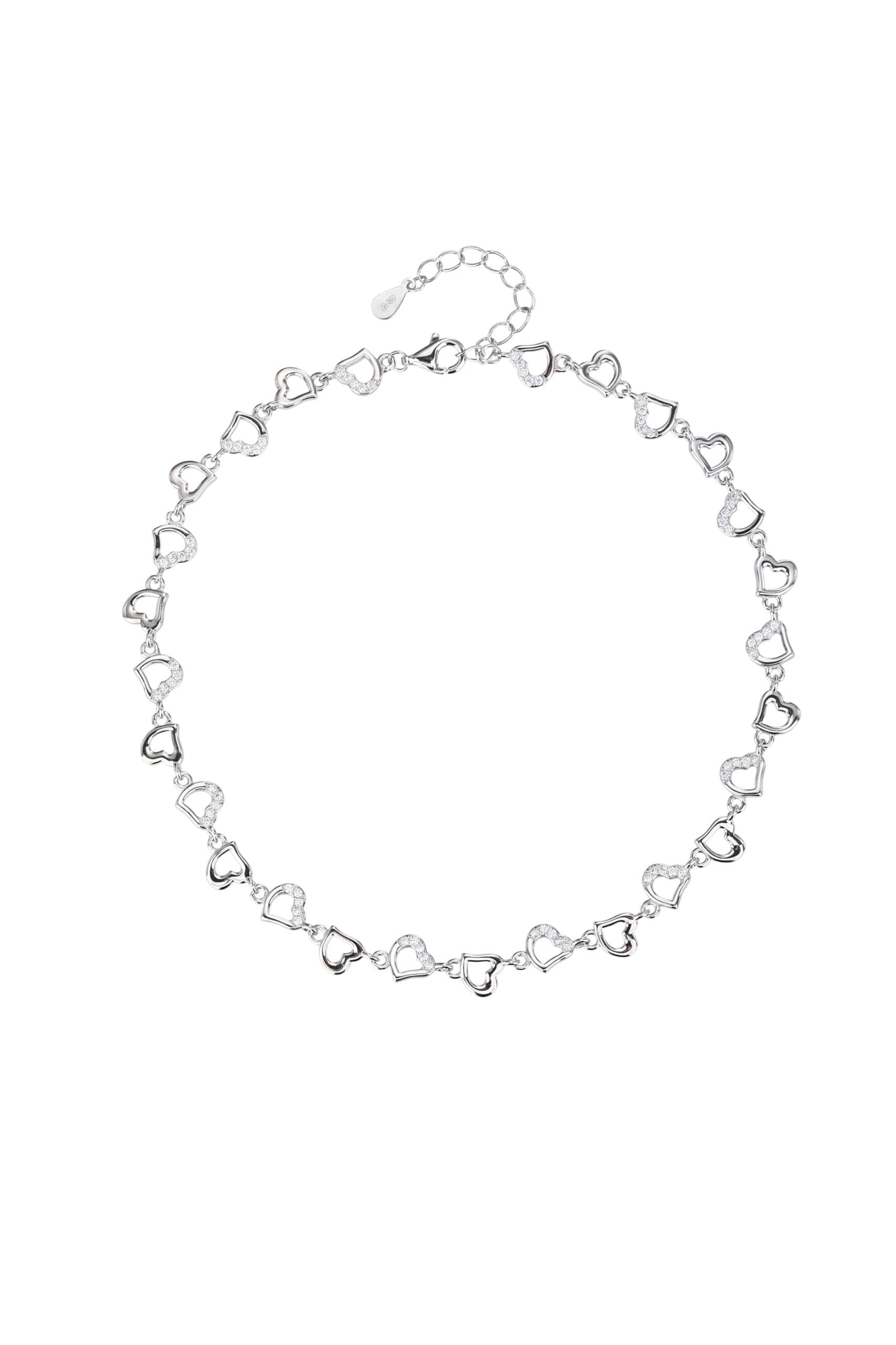 Inimă motiv piatră de zirconiu lanț de picior - 24+4 cm 1
