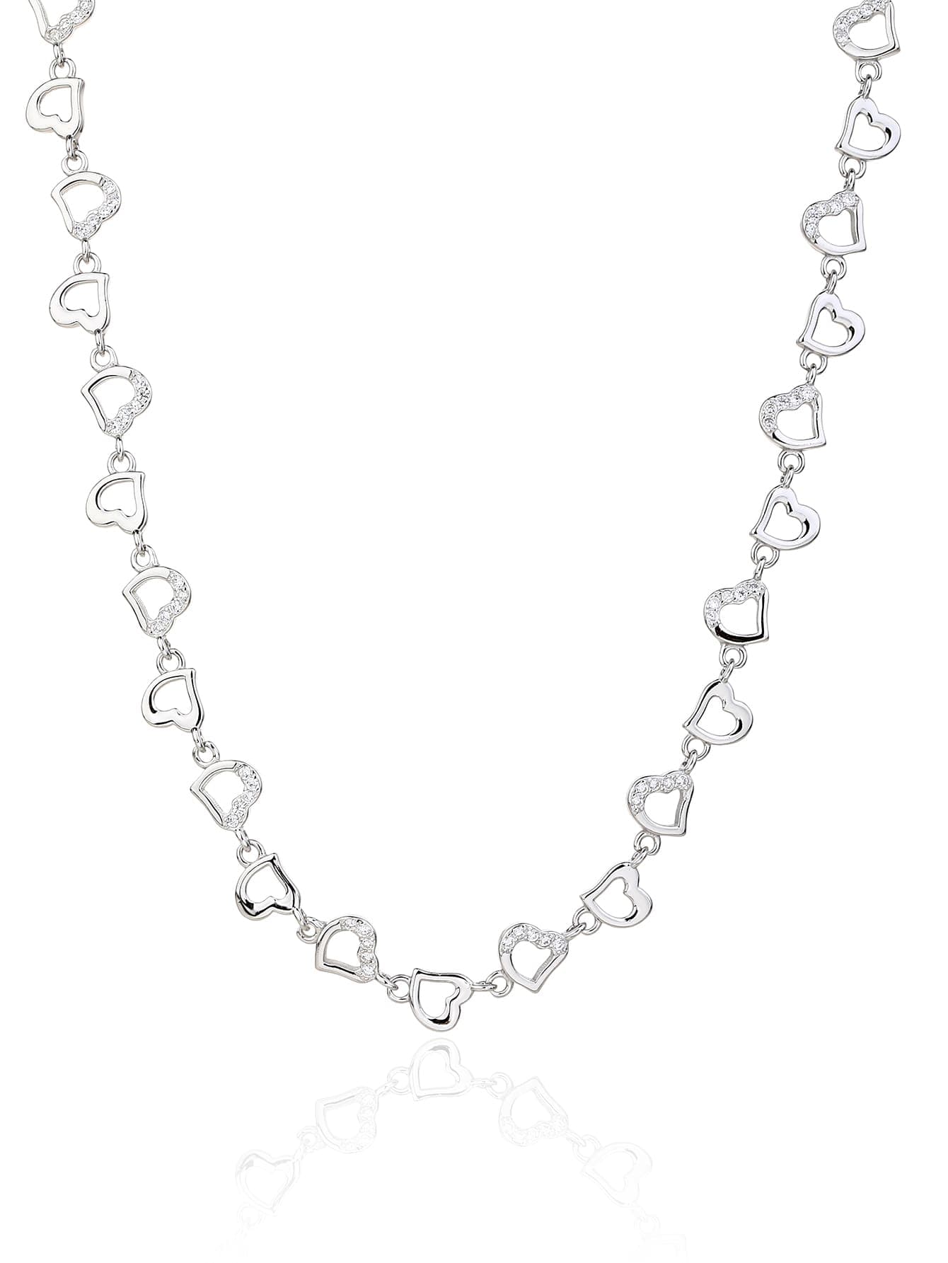 Inimă motiv piatră de zirconiu colier - 44+4 cm 1