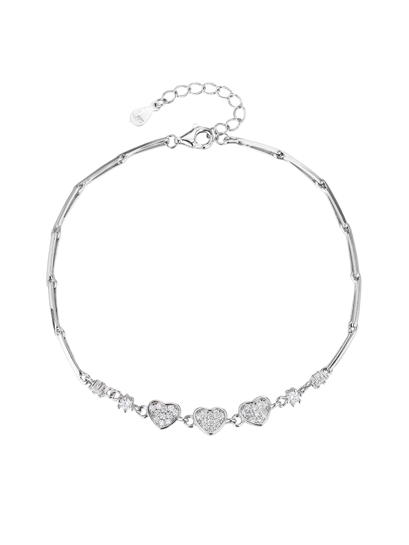 Piatră de zirconiu brățară cu motiv inimă - 18+4 cm 1