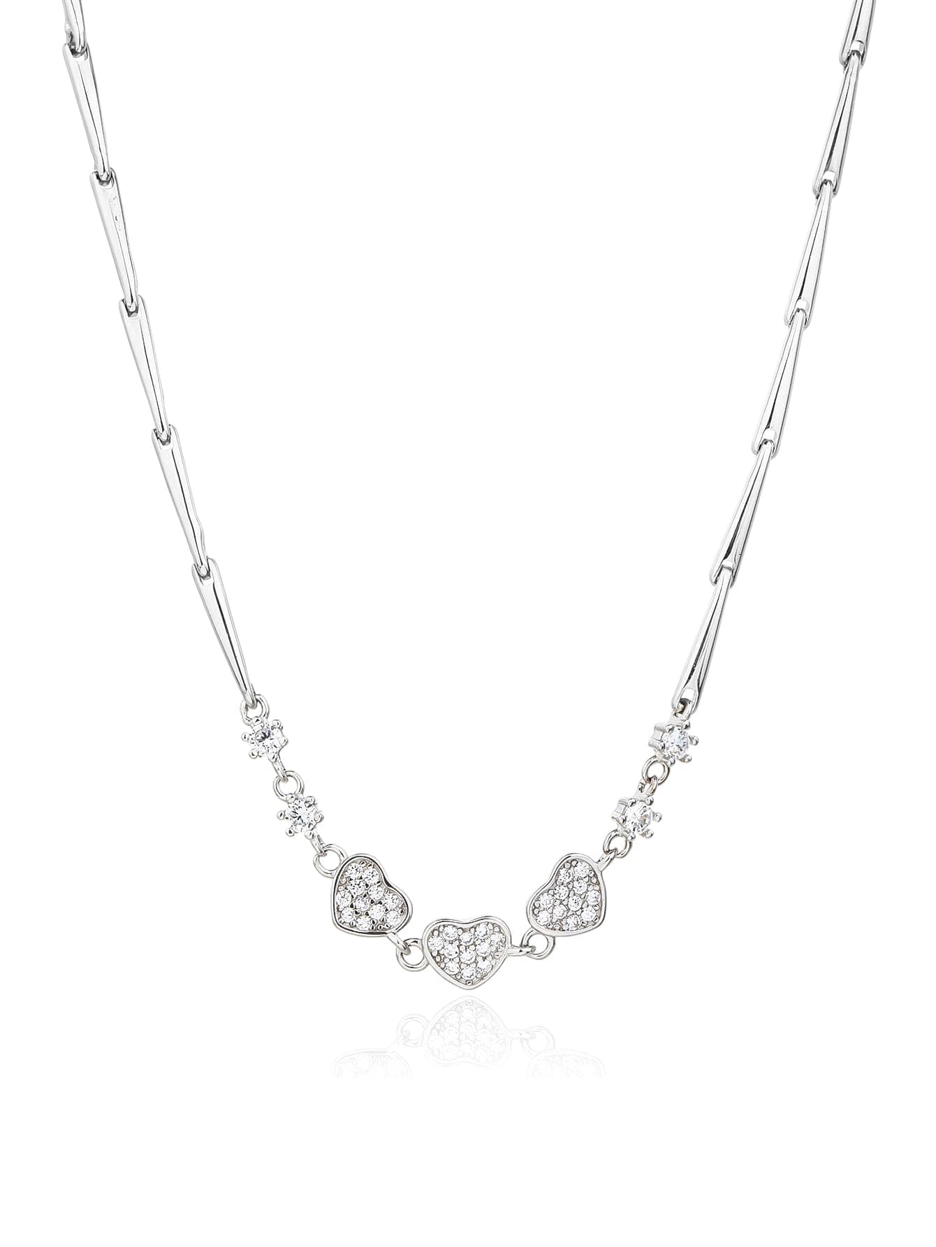 Piatră de zirconiu colier cu motiv inimă - 43,5+4 cm 1