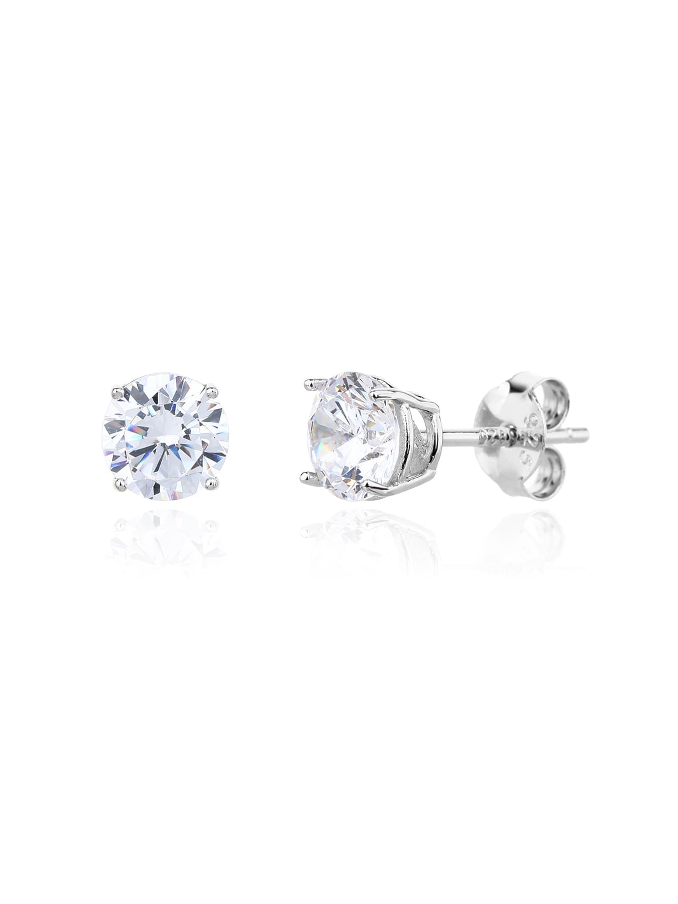 Alb zirconiu cubic argint 925 cercei cu acoperire de rodiu - clasic solitar stil 1