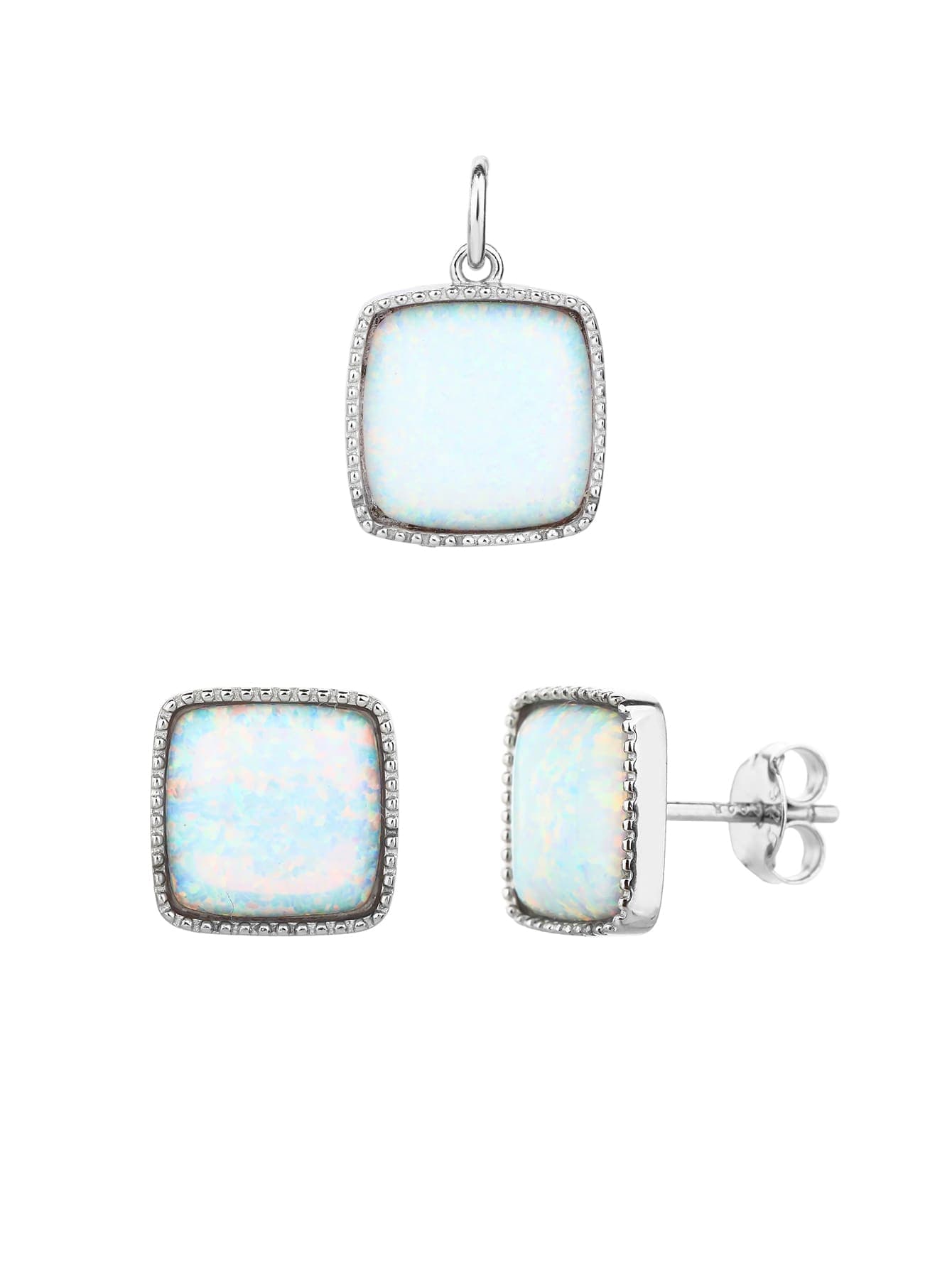 Albastru deschis opal set de bijuterii - argint AG 925 cu acoperire de rodiu (fără lanț) 1