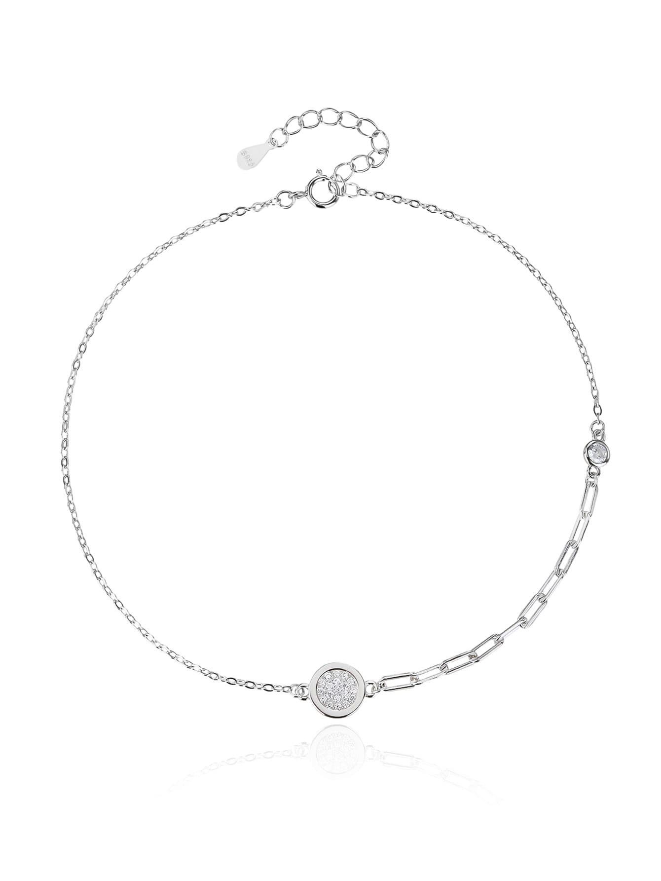 Motiv cerc zirconiu lanț de picior cu alungit lanț, din argint AG 925 cu acoperire de rodiu (23 + 4 cm) 1