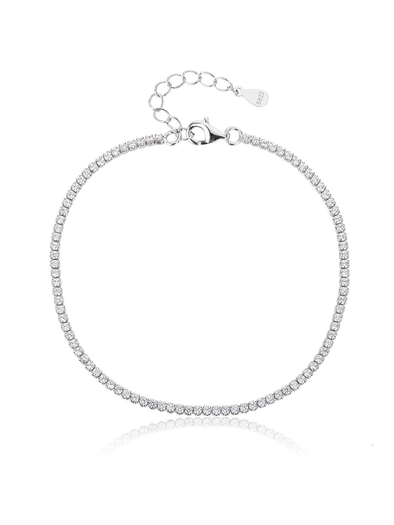 Montat cu zirconiu brățară tennis, argint AG 925 cu acoperire de rodiu (16.5 + 3.5 cm) 1