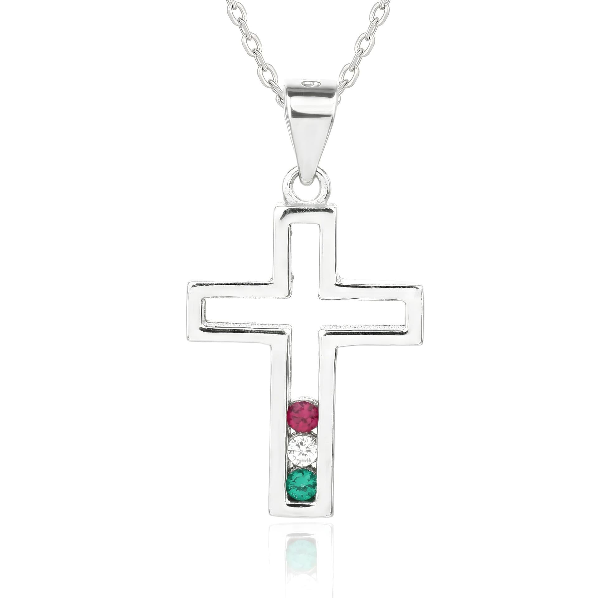 Lumina Națională – tricolor cruce pandantiv cu colier, argint AG 925 cu acoperire de rodiu 1