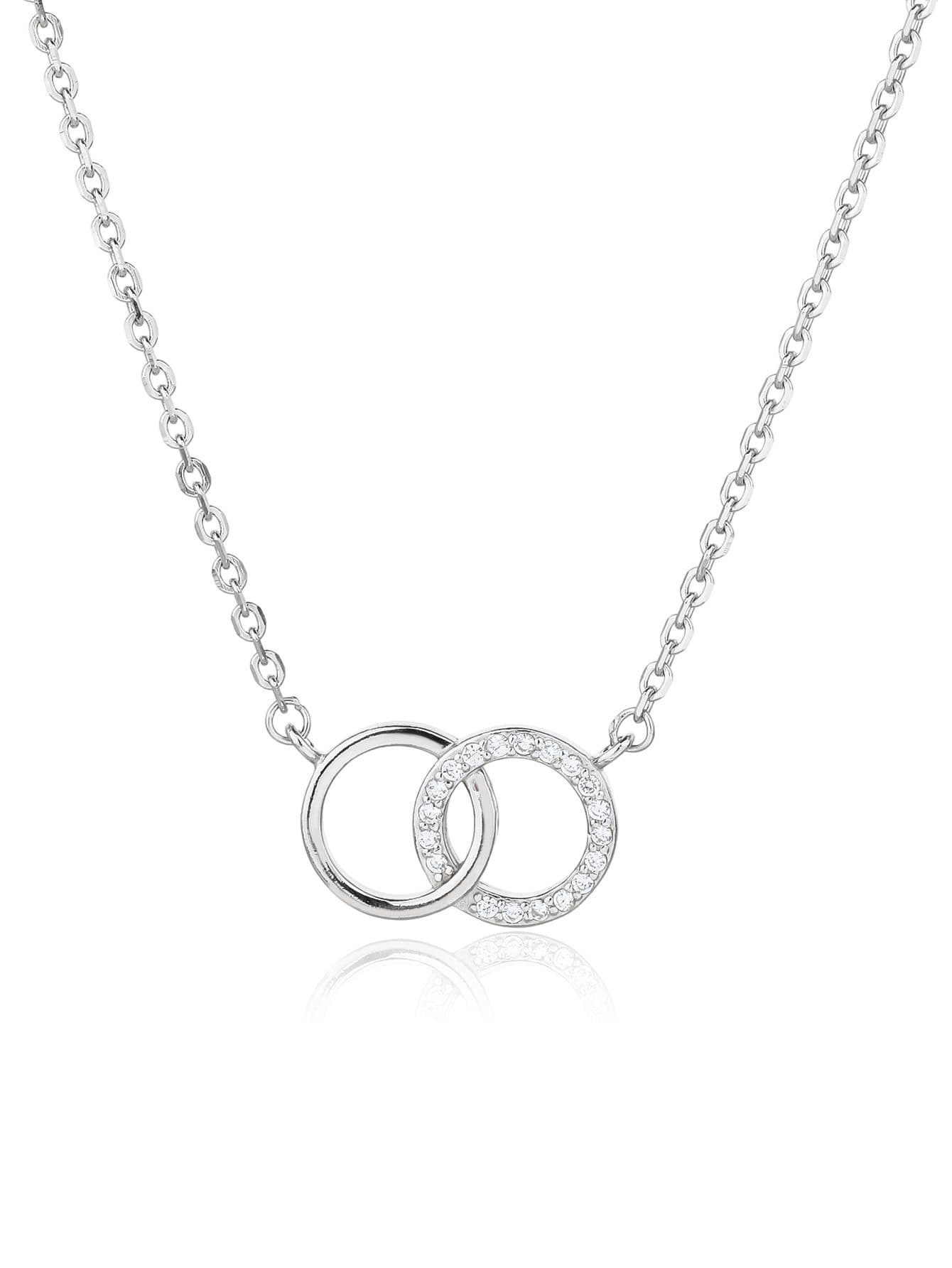 Buclă dublă colier cu pandantiv cu pietre de zirconiu cubic, argint AG 925 cu acoperire de rodiu (40+5 cm) 1