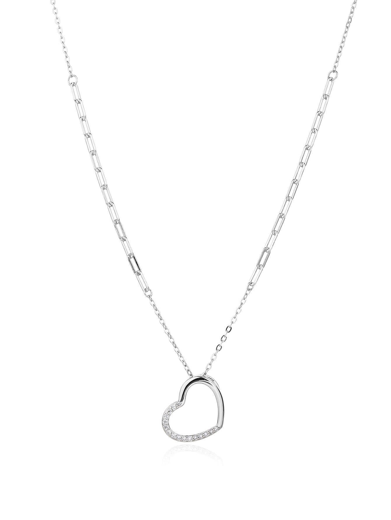 În formă de inimă colier cu pandantiv cu pietre de zirconiu cubic, argint AG 925 cu acoperire de rodiu (41+6 cm) 1