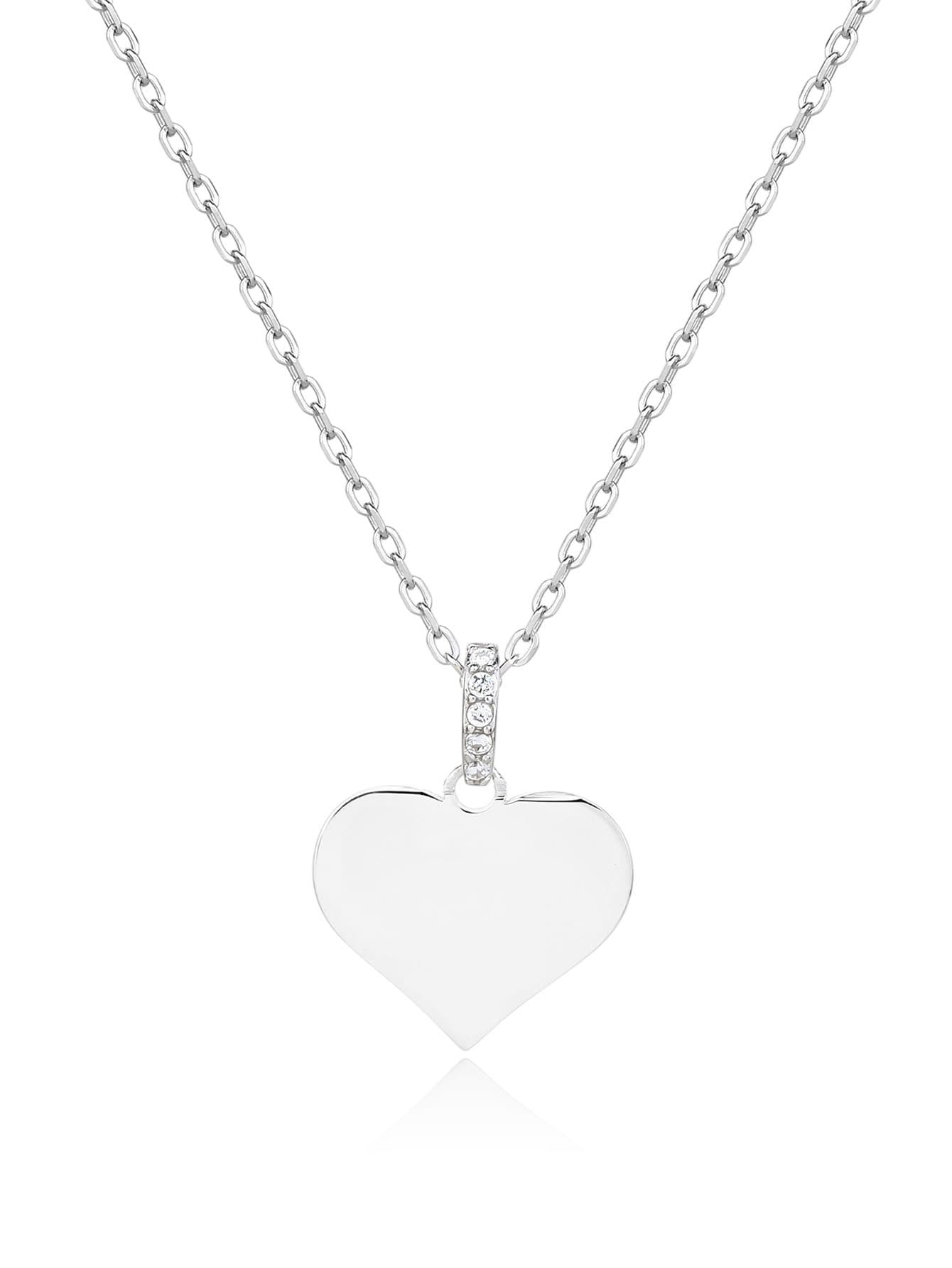 Gravabil inimă colier cu pandantiv cu pietre de zirconiu cubic, argint AG 925 cu acoperire de rodiu (40+5 cm) 1