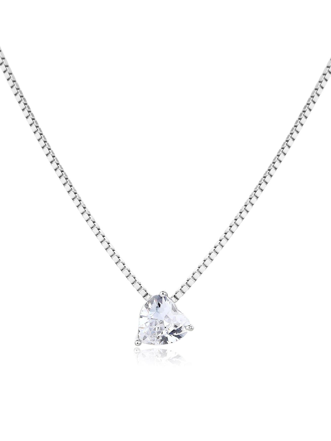 În formă de inimă colier cu pandantiv cu zirconiu cubic, argint AG 925 cu acoperire de rodiu (45+4 cm) 1