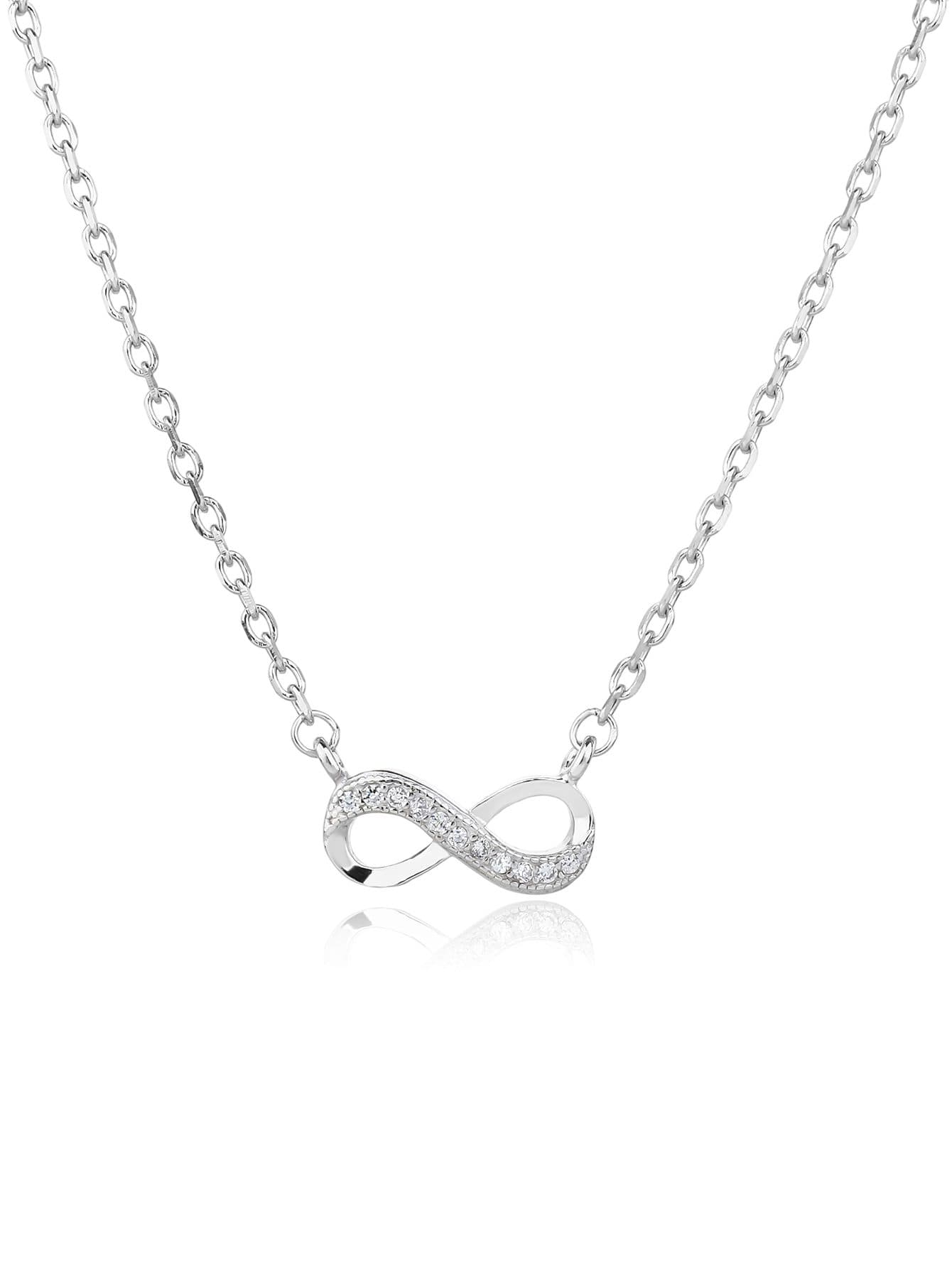 Simbolul infinitului colier cu pandantiv cu pietre de zirconiu, argint AG 925 cu acoperire de rodiu (40+6 cm) 1