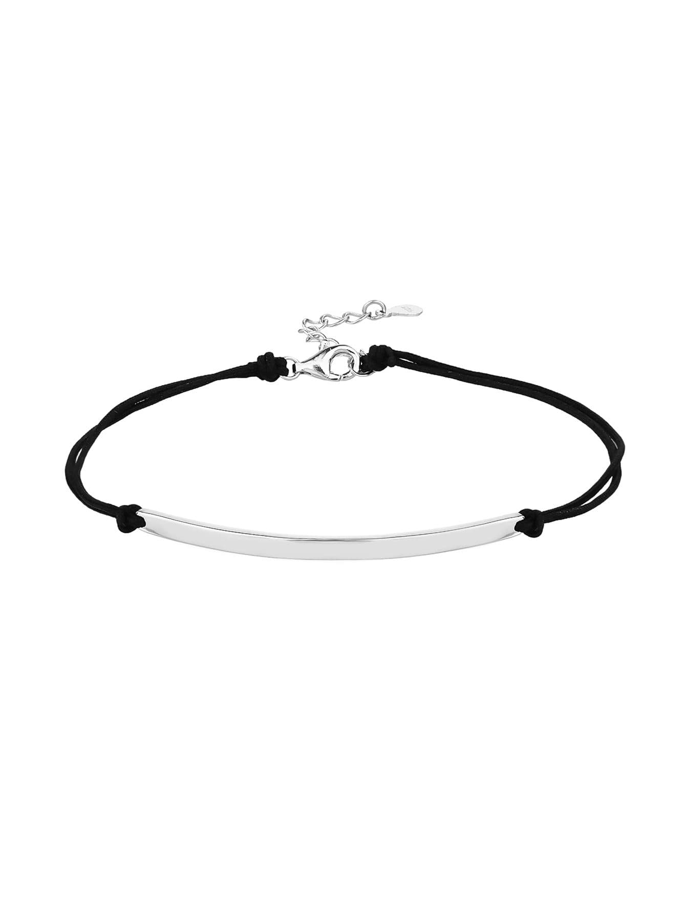 Asortat cu ceas brățară cu gravabil argint charm și negru șnur, argint AG 925 cu acoperire de rodiu (17.5+4 cm) 1