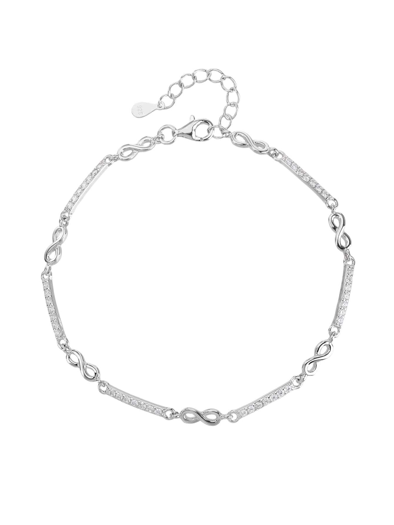 Argint AG 925 infinit brățară cu zirconiu cubic, cu acoperire de rodiu 1