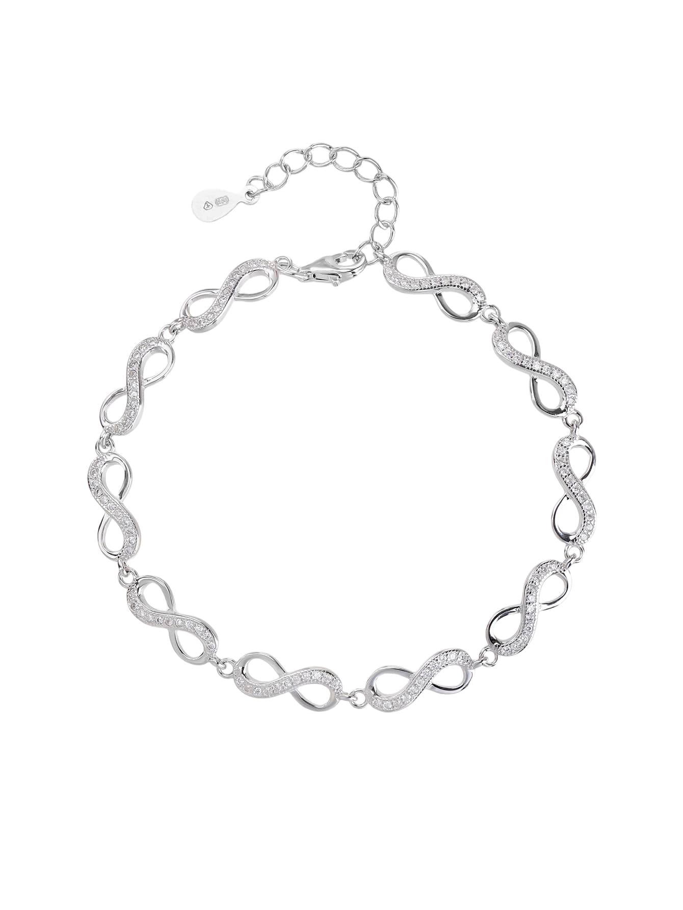 Argint AG 925 motiv infinit brățară cu pietre de zirconiu cubic și cu acoperire de rodiu 1
