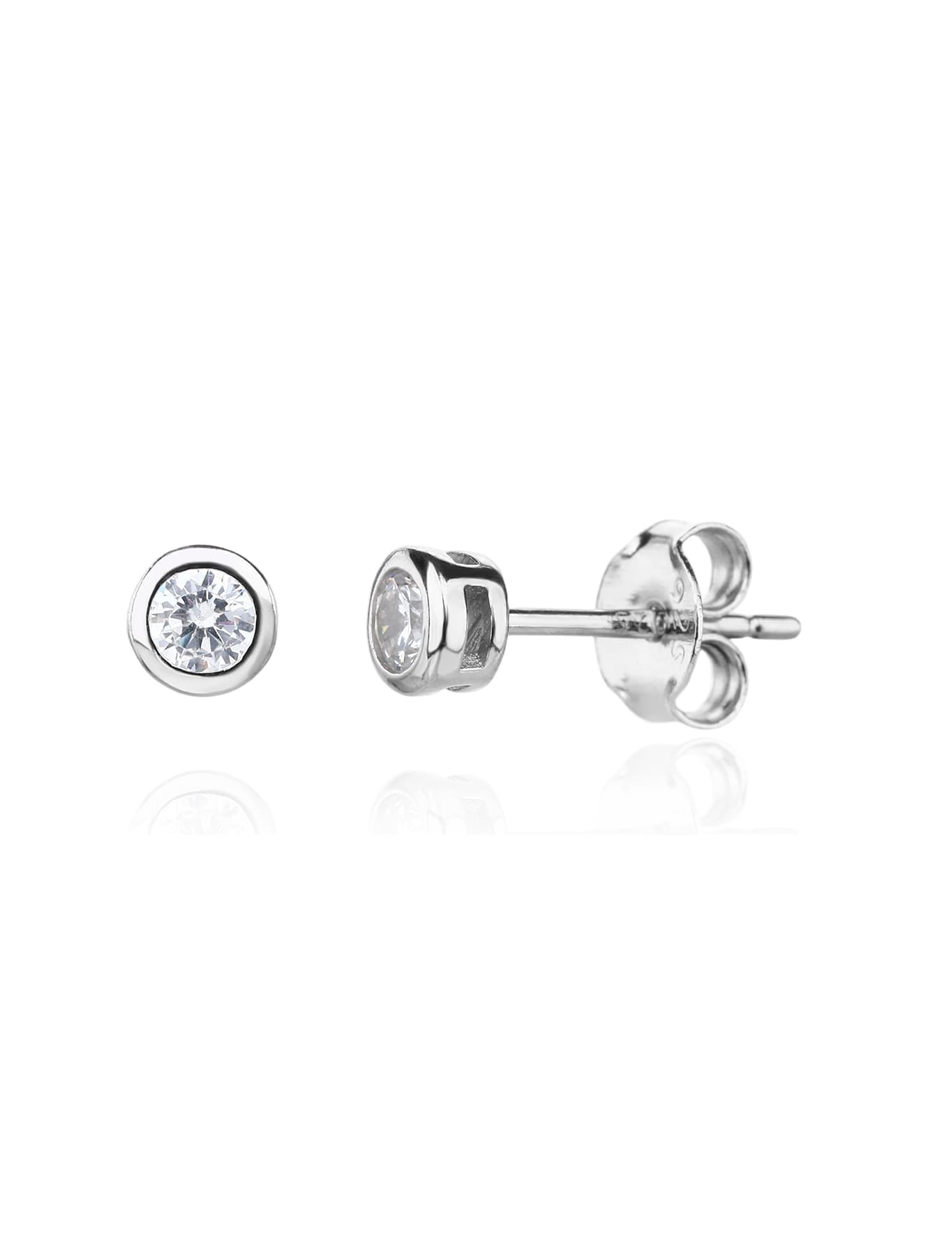 5mm buton cercei cu argint zirconiu și tijă, cu acoperire de rodiu 1