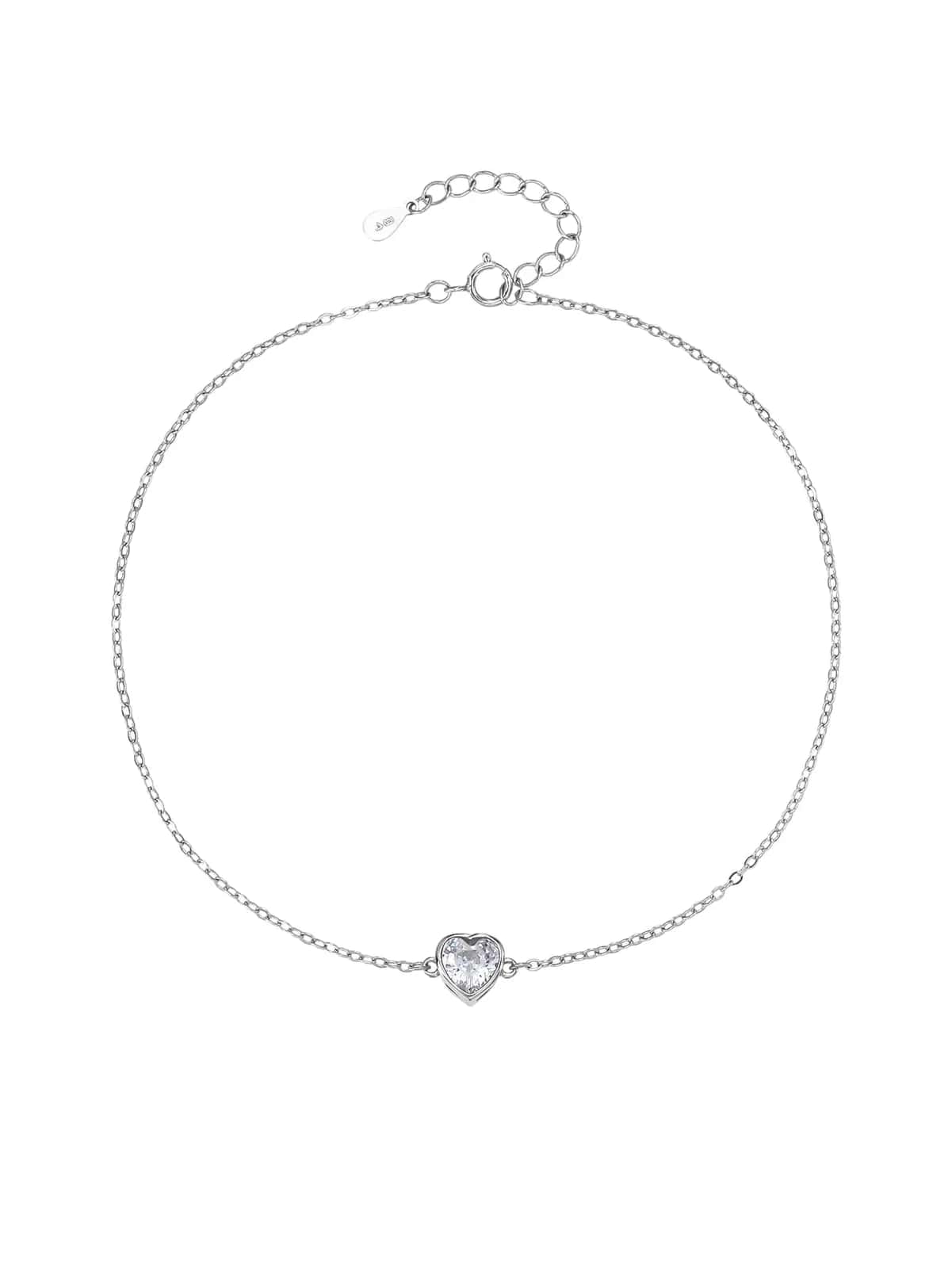 Silbernes Fußkettchen mit herzförmigem Zirkoniastein