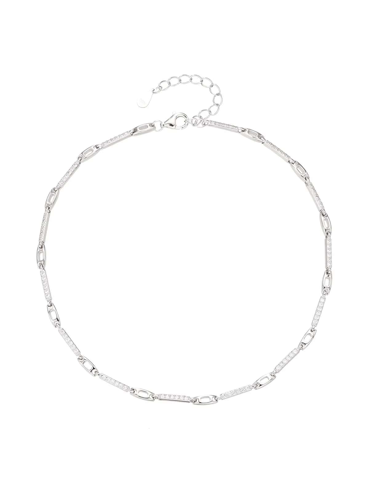 Silbernes Fußkettchen mit Zirkonia-Verzierung