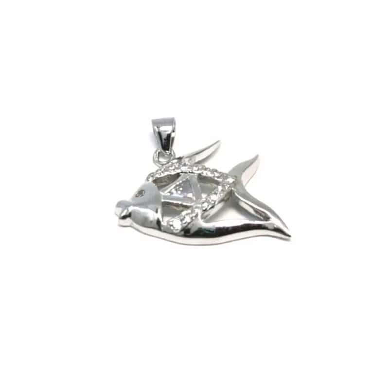 Colgante de pececito de plata con piedras