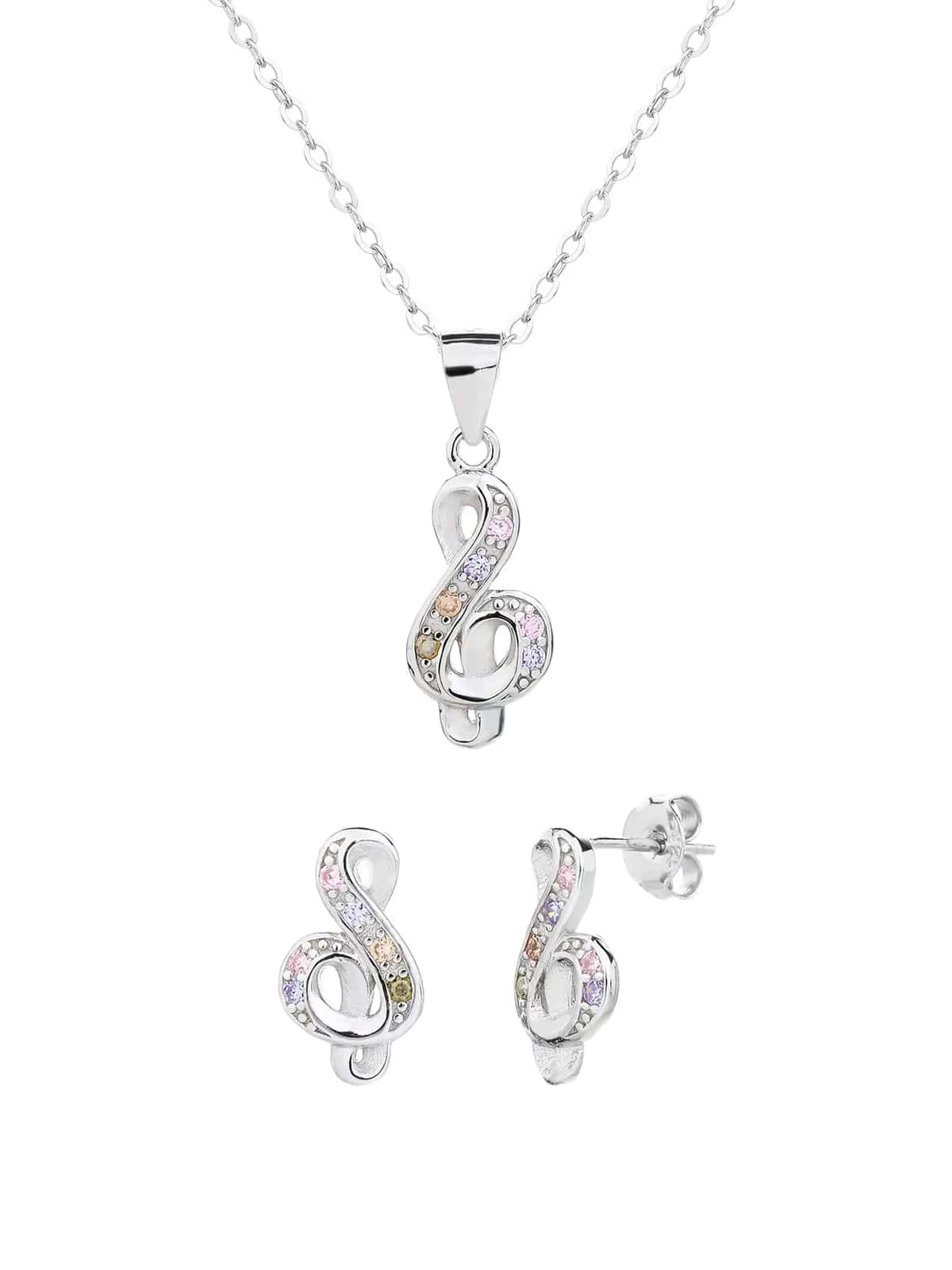 Colourful zirconia musical note motif set